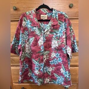Havana jacks cafe 100% silk button down tropical shirt